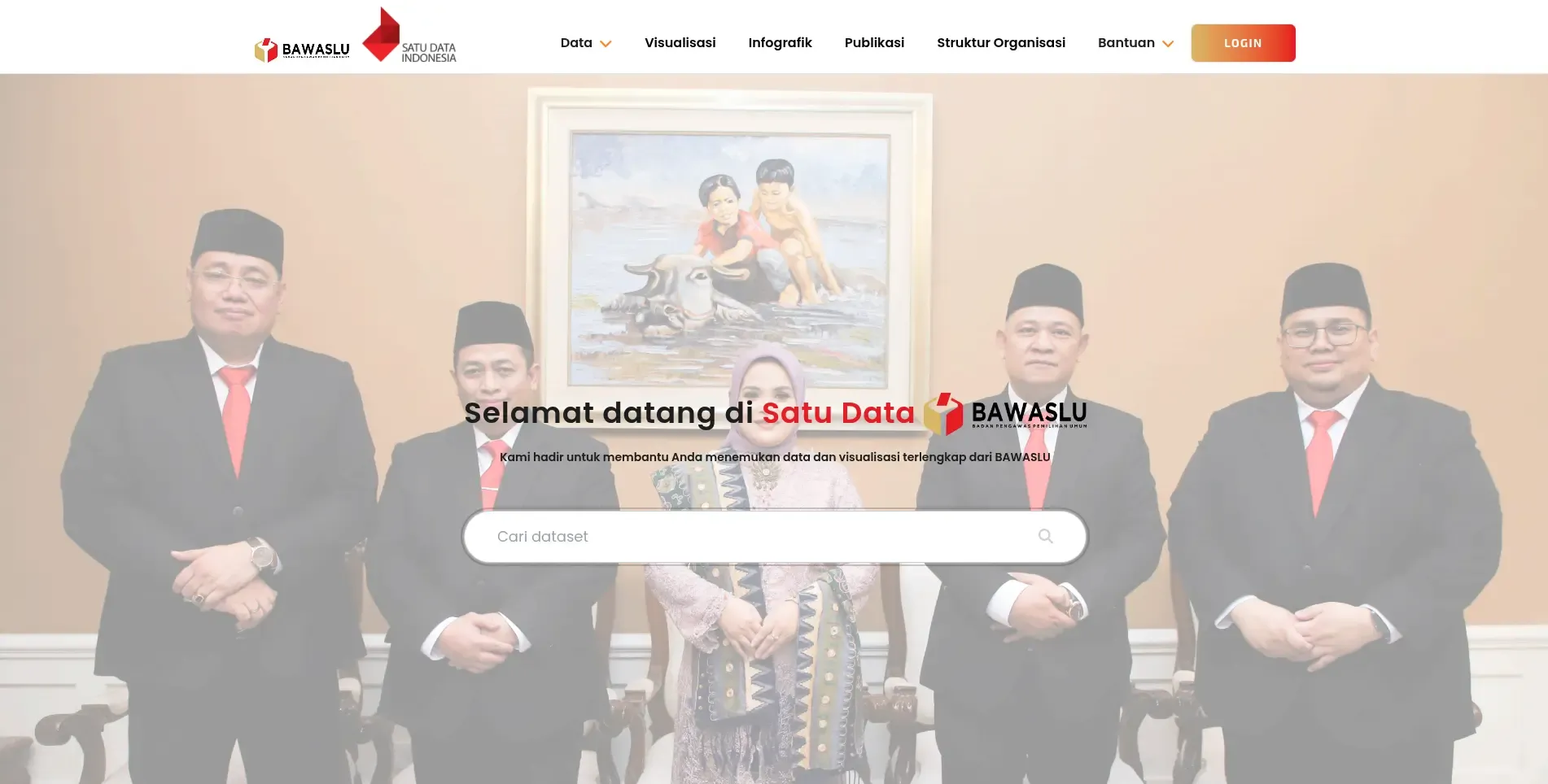 Landing page of SatuData Bawaslu