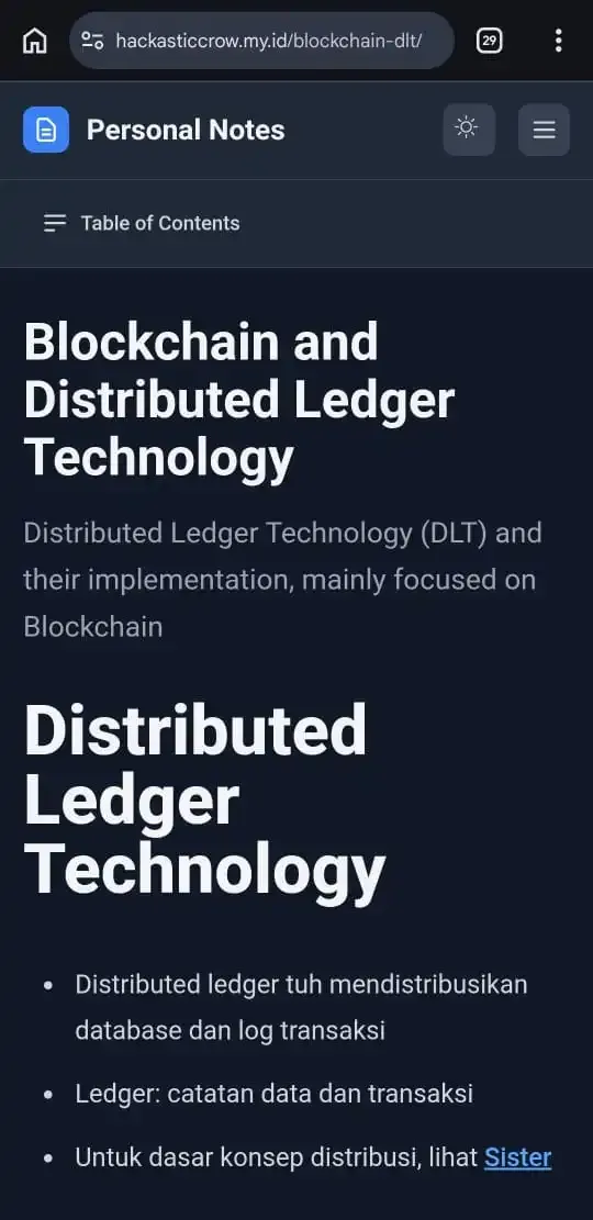 Personal notes opened on mobile phone