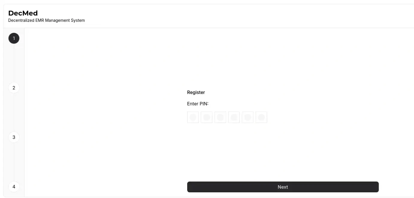 Register page for hospital personnel