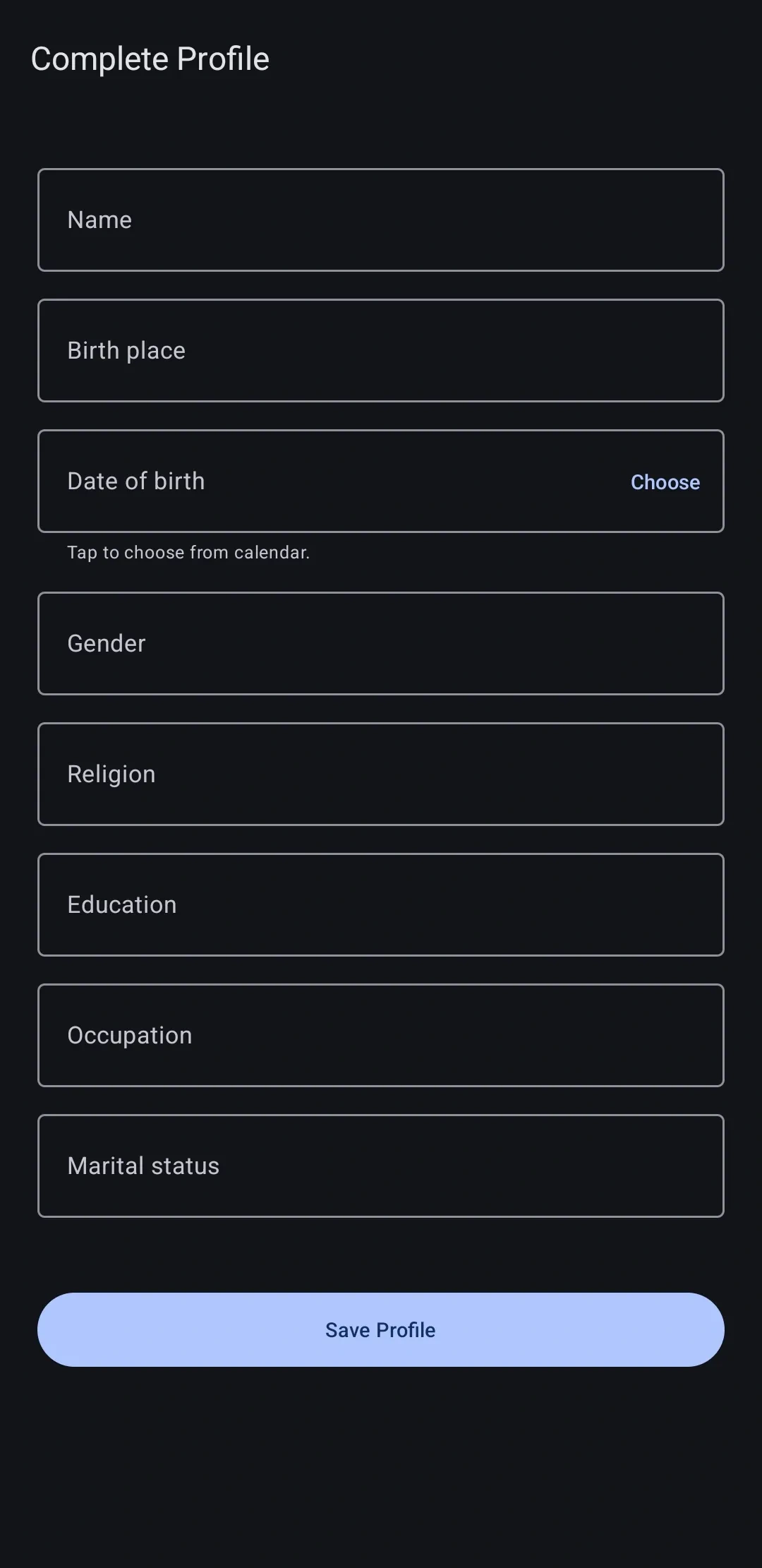 Complete patient's profile and data