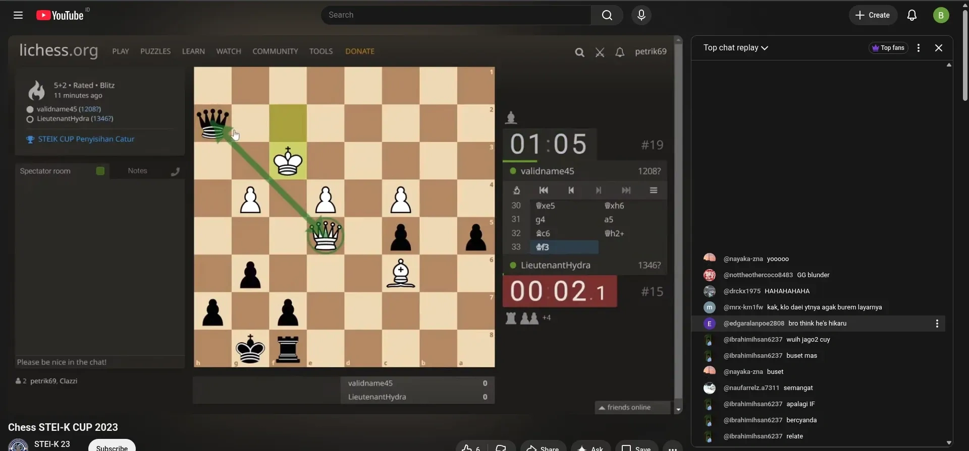 Chess competition streaming