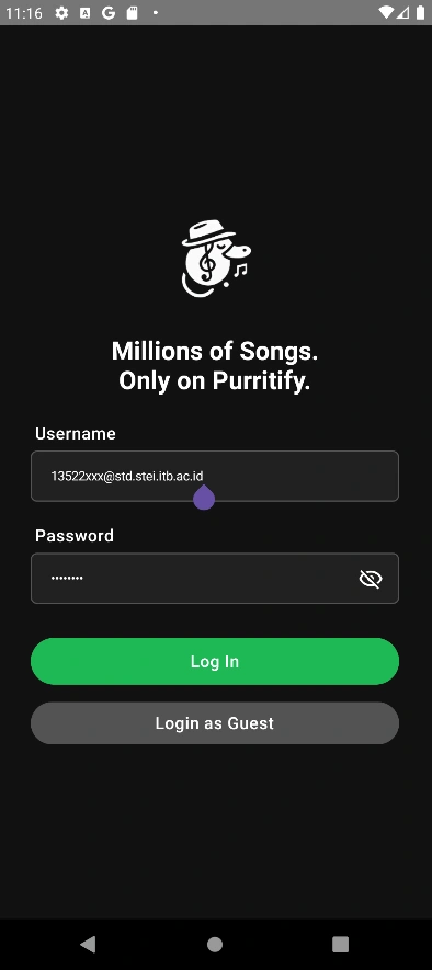 Login page for Pertamaxify
