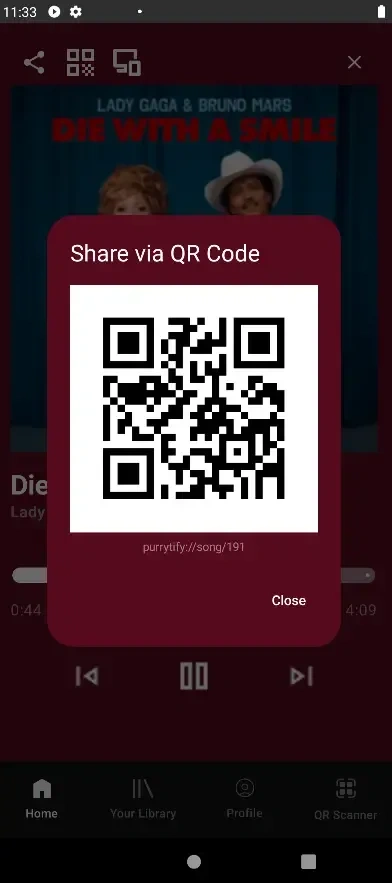 Share music via QR feature with Pertamaxify app