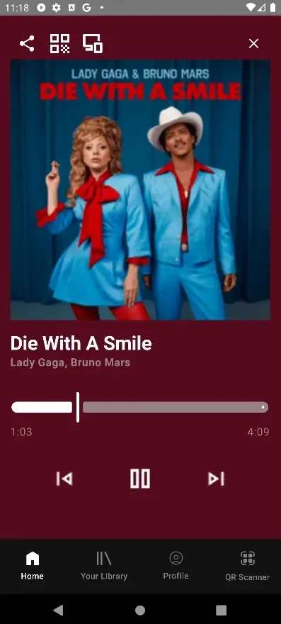 Music player view of Pertamaxify