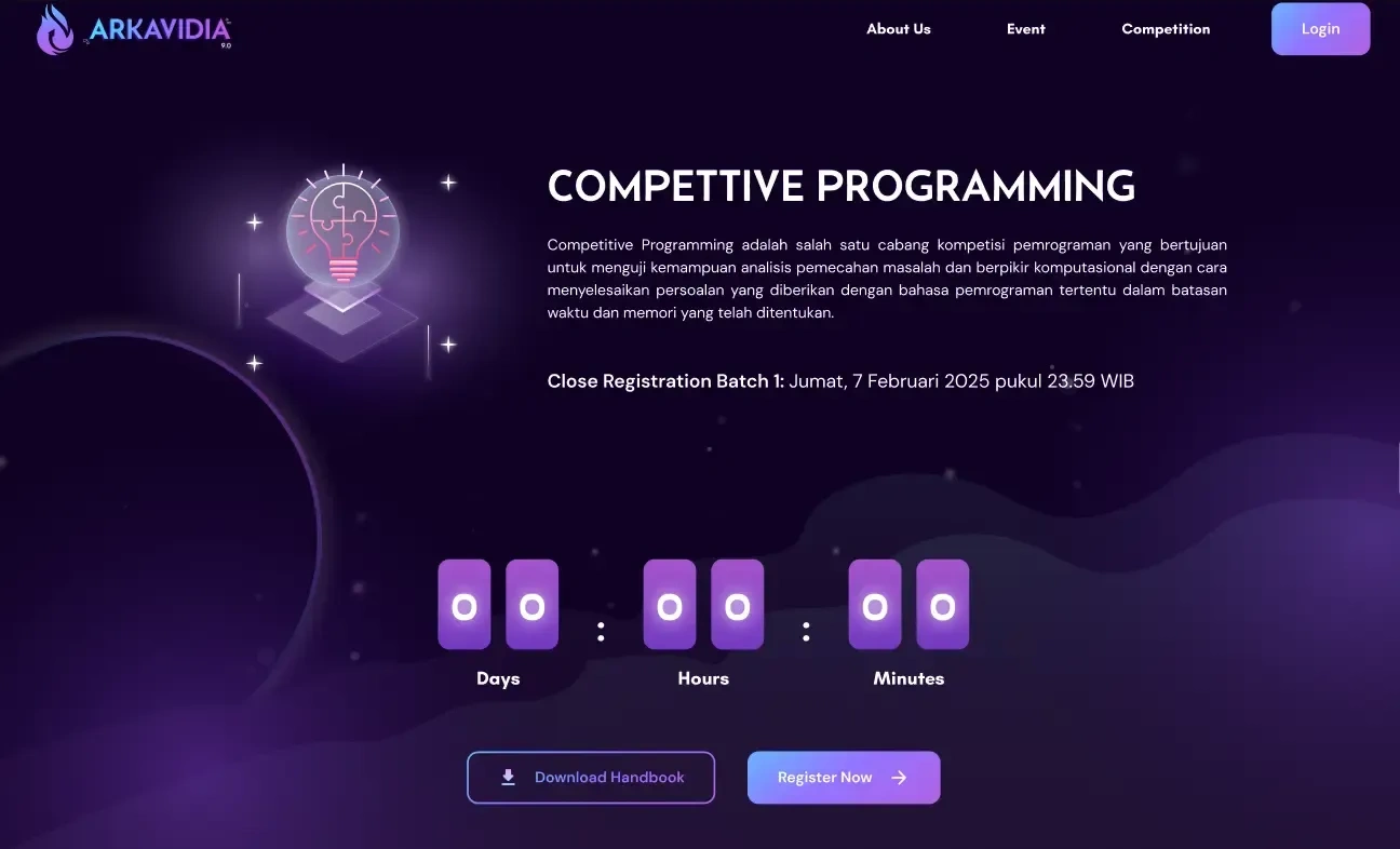 Competition page landing page