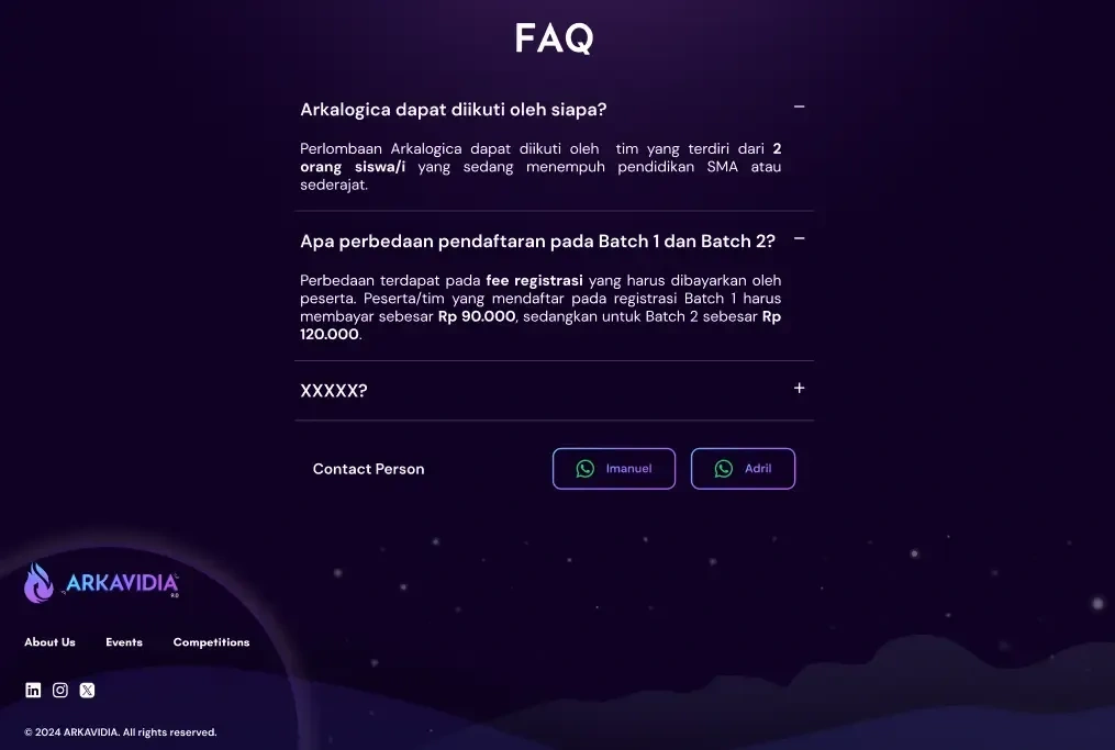 Competition landing page (section 3)
