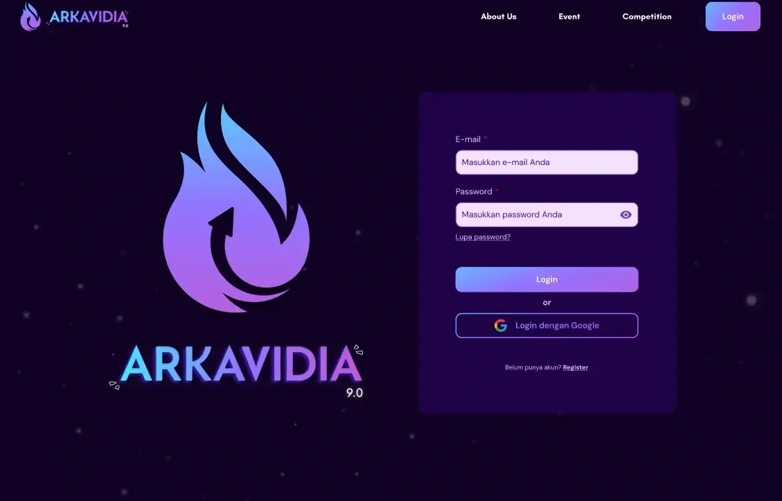 Login page