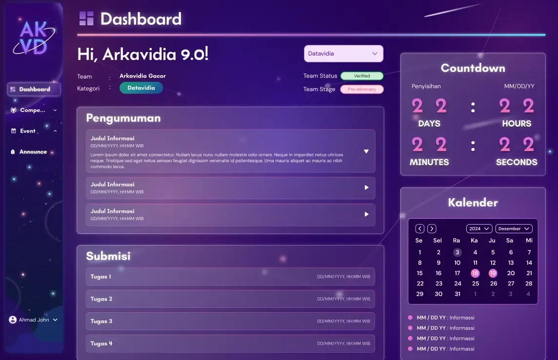 User dashboard for viewing and retrieving announcement