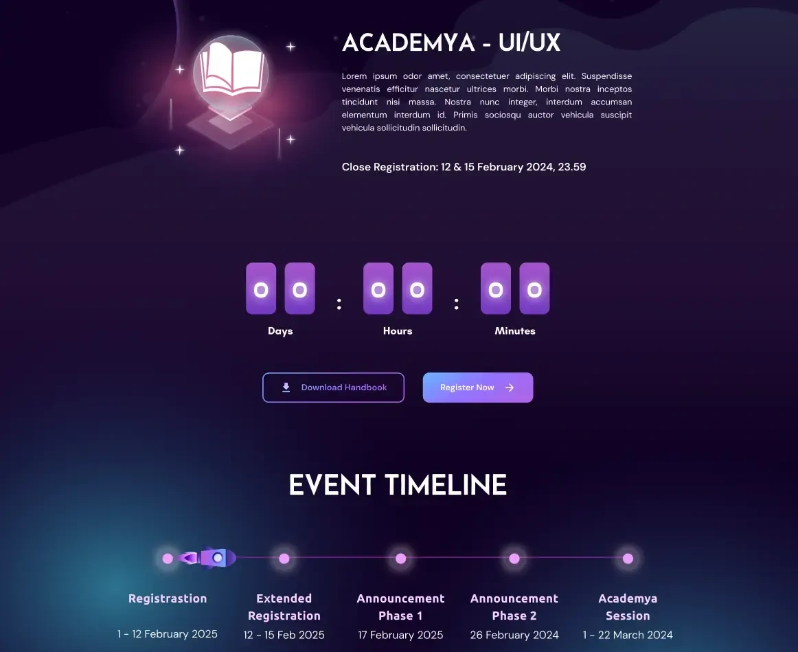 Event landing page
