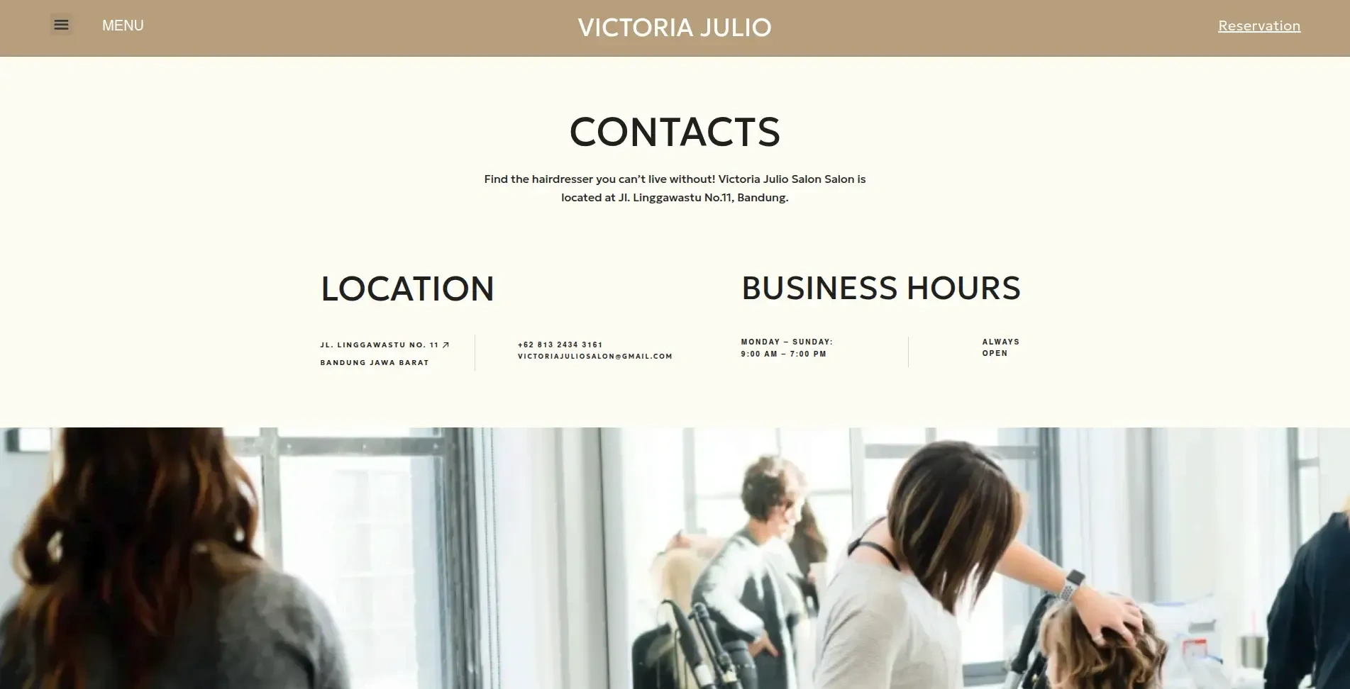 Contact page for Victoria Julio