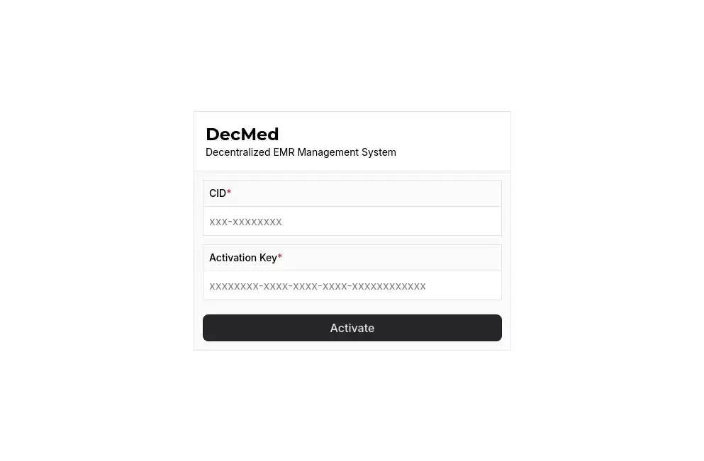 Login page for hospital app